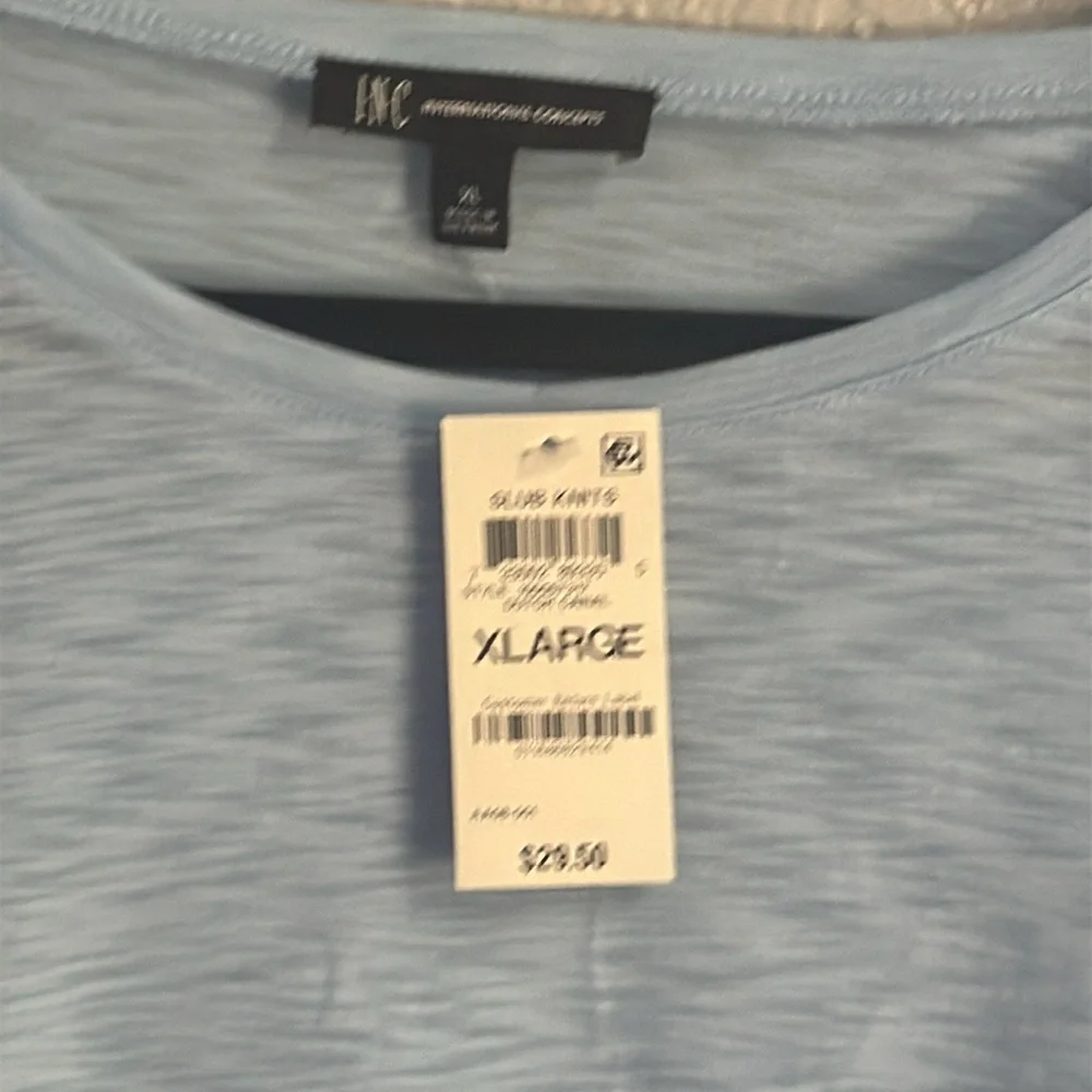 New with tags INC Blue Short Sleeve Tie Front T-Shirt size  XL - Picture 2 of 4